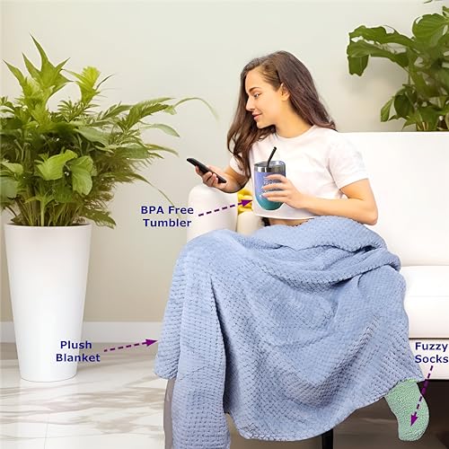 Get Well Soon Gift for Women ? 18 Pcs Spa Care Package, Tumbler, Candles, Fuzzy Socks ? Relaxation Gift Basket for Mom, Wife, Friend ? After Surgery, Birthday, Self Care