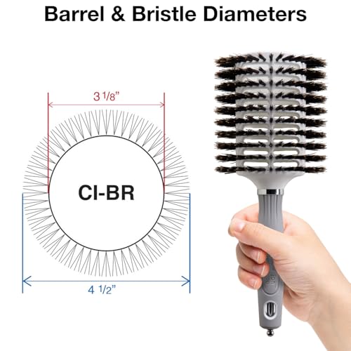 Olivia Garden Ceramic & Ion Turbo Vent Hair Brush with Boar Bristles & Sectioning Pick