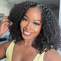 Afro Kinky Curly Human Hair Bundles - Mongolian Natural Color 12 Inch - Variation of Afro Curly Black Color