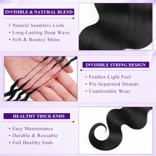 20 Inch Natural Black Feather Crochet Human Hair Body Wave - 120g