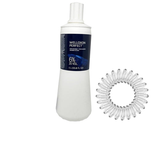 Welloxon Perfect Developer 6% / 20 Vol Koleston Perfect Hair Color Developer Creme 33.8 Fl Oz and Salon Retail Concepts Hair Tie (Bundle)