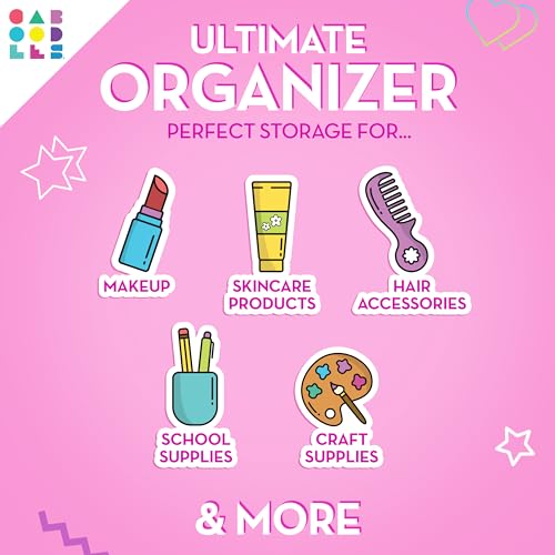Pink Sparkle Makeup Organizer Case with Mirror & Secure Latch — Travel & Storage