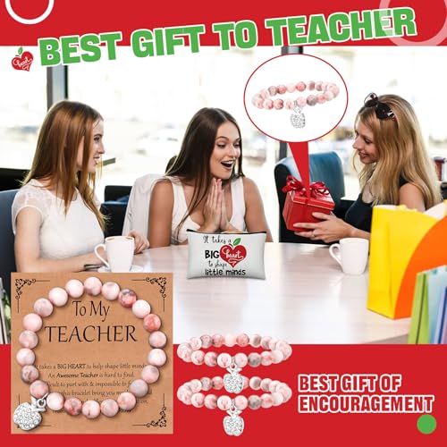 Teacher Appreciation Gift Set with Bracelets, Cards & Makeup Bags - Teacher Variation