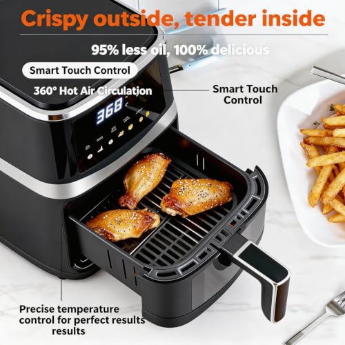 Larora 6 QT Family Size Air Fryer with Visible Window, 8 Presets & Touchscreen