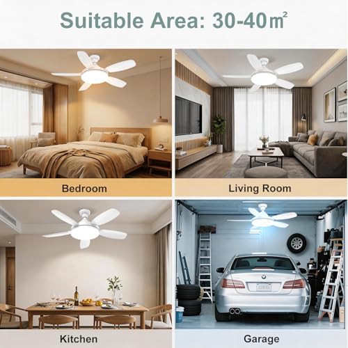 White 32-inch Socket Ceiling Fan with Light, Reversible Motor & Remote