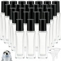 Black 25 Pcs 10ml Square Glass Roller Bottles for Essential Oils & Perfume