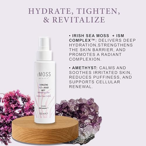 Anti-Aging Glass Skin Face Mist with Sea Moss & Hyaluronic Acid – Glow & Tighten, Hydrate, Mood Boost, Oil-Free for All Skin Types