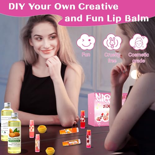 DIY Lip Balm Making Kit for Adults to Make Your Own Moisturizing Lip Balms with Natural Beeswax, Lip Base Oil, Essential Oil, Empty Lip Balm Tubes£¬Birthday Christmas Gift