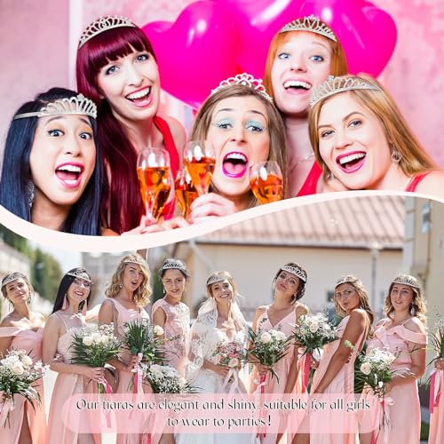 24 Pcs Crystal Tiara Crowns for Women Bulk - Silver Classic