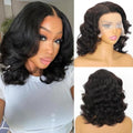 Body Wave Bob Wig Human Hair 13x6 Lace Front 14 Inch Natural Black