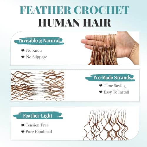 Munx Honey Blonde Crochet Human Hair Extensions 22 Inch Highlighted Body Wave with Spiral Curl, Pre-Separated, Lightweight, 27/30/613