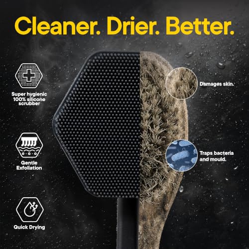 TOOLETRIES Charcoal Silicone Back Scrubber for Shower - Body Exfoliating Brush