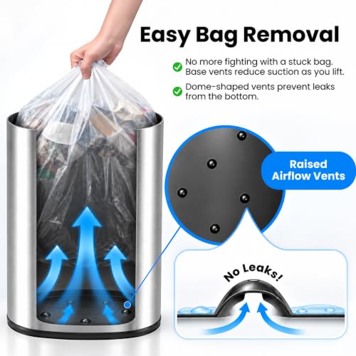 iTouchless Matte Silver 13-Gallon Sensor Trash Can with AC Adapter & Odor Filter