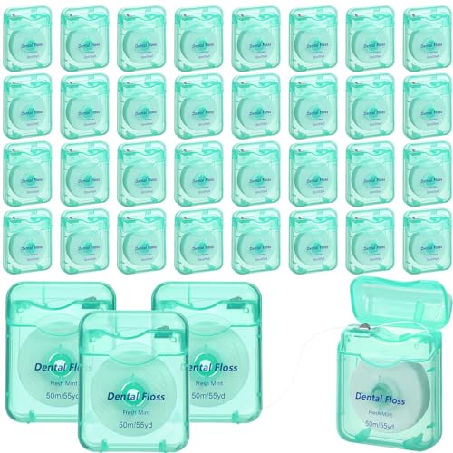 FillTouch Mini Dental Floss Bulk Pack - Mint Flavored 50m Each, Green Variation, 36 Boxes