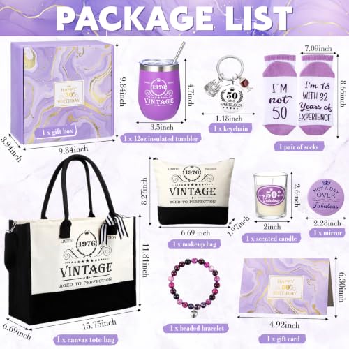 50th Birthday Gift Set for Women Vintage 1976 Tumbler & Accessories - Variation of 50 Th