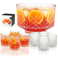 Viski Admiral Punch Bowl Set with 8 Crystal Tumblers, 2.5 Gallons, Dishwasher Safe