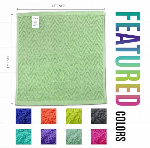 ZUPERIA 24 Pack Multicolor Zigzag Washcloths - 12x12 Inches Soft & Absorbent for Face, Gym, Spa & Home Use
