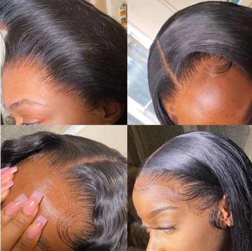 14 Inch Straight Lace Frontal Closure Human Hair Brazilian Virgin 13x4 Swiss Transparent Lace Pre-Plucked with Baby Hair