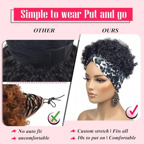 Adancyler Short Curly Headband Wig - Salt & Pepper Afro Style, 6 Inch Tgrey