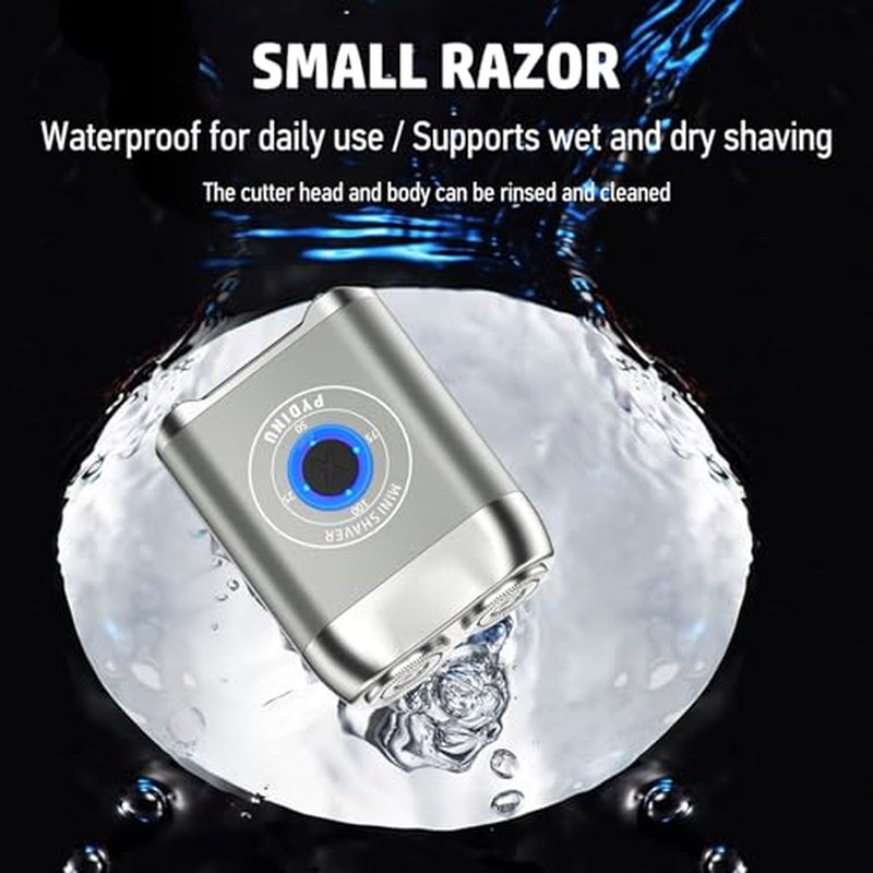 Mini Electric Shaver, New Upgrade Pocket Dual-Head Electric Shaver, Travel Portable Beard Trimmer for Men, Waterproof Mini Razor, USB C Rechargeable (Silver)
