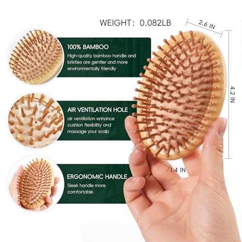 Bamboo Hair Brush 12 Pack for Scalp Massage, Hair Growth & Anti-Static
