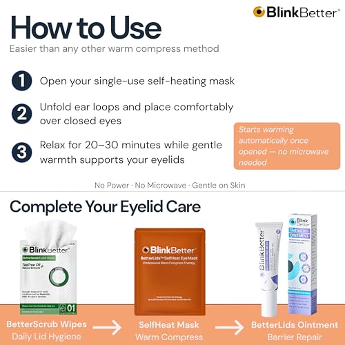 BlinkBetter Self-Heating Eye Masks (30 Pack) for Dry Eyes & Eyelid Care