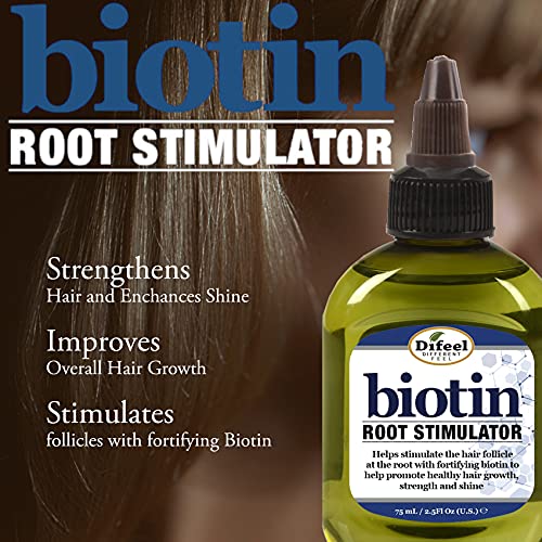 Difeel Biotin 3-PC Hair Growth Treatment Powerpack - Includes 12oz Hair Mask, 6oz Leave in Conditioning Spray & 2.5oz Root Stimulator