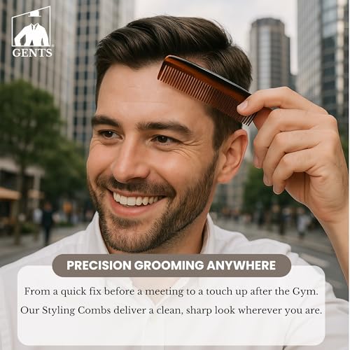 G.B.S Handmade Men and Women Comb Set- Pack of 3, Unbreakable Fine Toothed Mustache,Eyebrow Pocket Comb- Portable Pocket Size for Styling Beard & Hair anytime, Tortoise MCT DCT PCT Combs