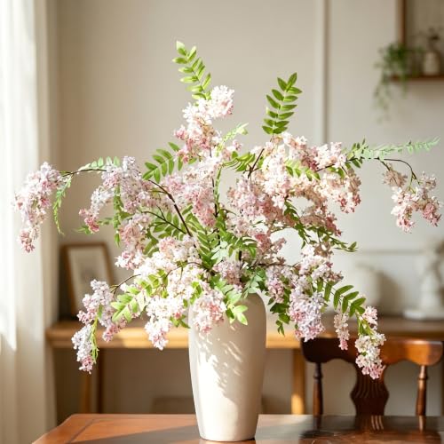 Cream White Tall Ceramic Floor Vase - 14.9 Inch Large Clay Flower Display