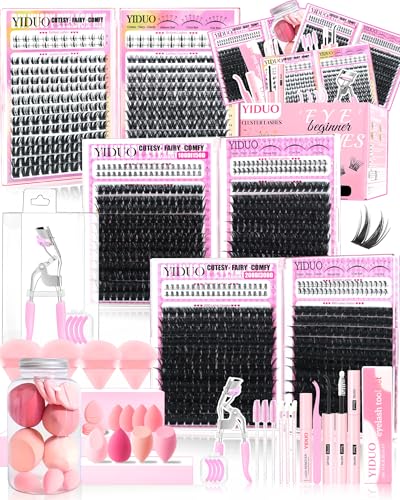 Eyelash Cluster Kit with 6 Styles & Complete Makeup Tools - Bunny, 100D-300D, Bottom Lashes, Curler, Glue & More - Variation: Bunny + 100D/150D/200D/300D