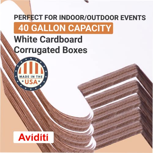 40 Gallon Cardboard Trash and Recycling Bins - 10 Pack, Heavy Duty, Disposable, Plain, USA Made