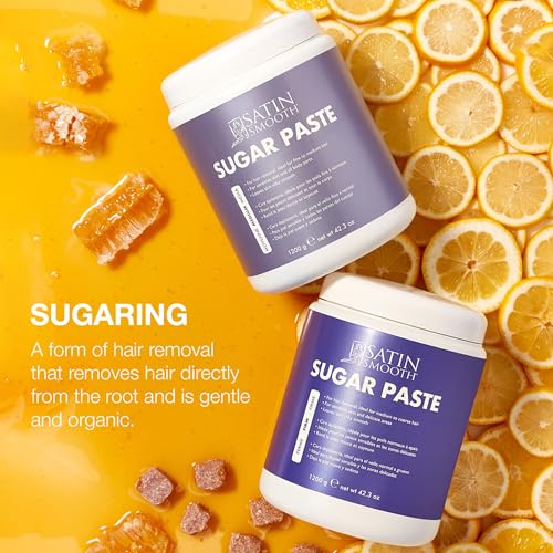 Satin Smooth Medium Sugar Paste Wax for Face & Body Hair Removal - Amber 42.3oz