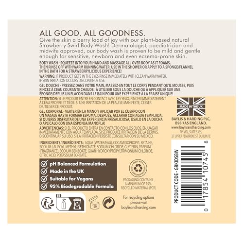 Kids Natural Body Wash with Strawberry Scent - 3 Pack, 16.9 Fl Oz
