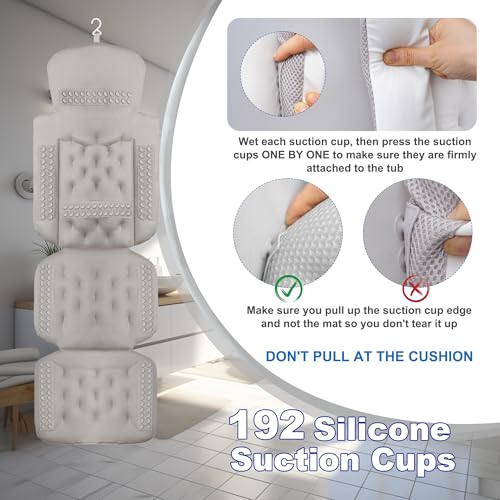 Naposeuo 51x16 Inch Full Body Bath Pillow with Mesh Laundry Bag - White, 5D Air Mesh, Quick Drying, Non-Slip Support Cushion