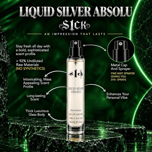 Liquid Silver Absolu Pheromone Cologne for Men - Bold Attraction Spray