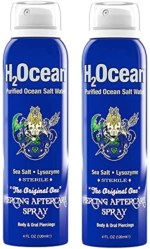 Original Piercing Aftercare Spray Set of 2 - Saline Solution for Nipple Ear Nose Lip Belly Piercings