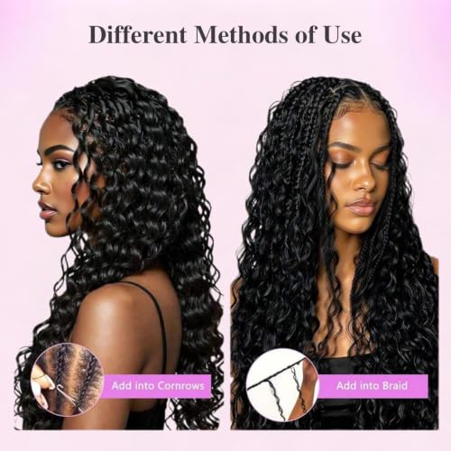 Deep Wave Crochet Hair Natural 14 Inch 50g - Feather Knotless Human Hair Bundles for Black Women
