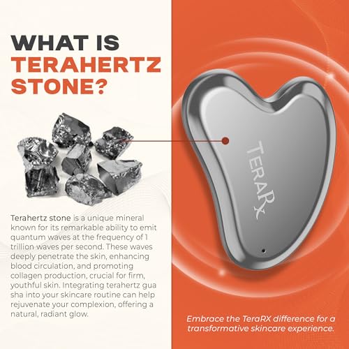 Facial Gua Sha Tool - TeraRX Terahertz Heart-Shaped Stone for Lymphatic Drainage & Skin Rejuvenation - Facial Gua Sha