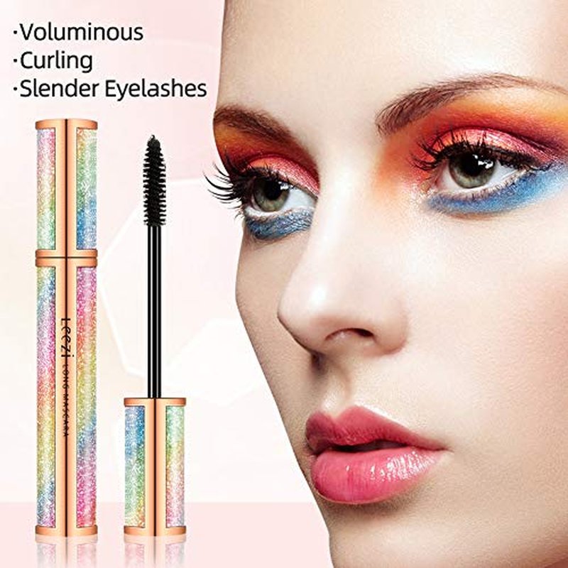 4D Silk Fiber Eyelash Mascara Waterproof - Thick Long Lasting Smudge-Proof Natural 4D Fiber Mascara, Curling Lashes Lengthening, All Day Exquisitely, Extra Long (Pack of 2)
