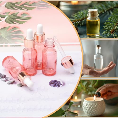 20Pcs 20ml Pink Glass Dropper Bottles - Refillable Travel Perfume & Essential Oil Containers
