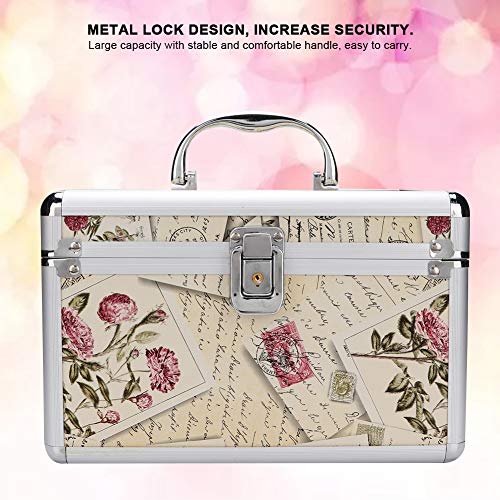 Makeup Case with Mirror, Professional Aluminum Makeup Storage Box, Portable Small Cosmetic Case for Beauty Artists, Travel Cosmetic Train Case Organizer with Dividers and Tool Panel for Brushes