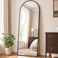 Black Arched Full Length Floor Mirror 64x21 Inches Stand & Wall Mount