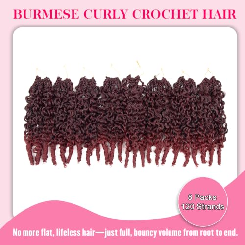 10 Inch Burmese Curly Crochet Hair for Black Women - Pre-Looped, Natural Look, 8 Packs
