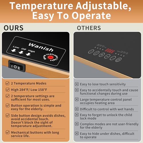 Wanish Black Extra Long 40x12 Inch Tempered Glass Food Warming Tray