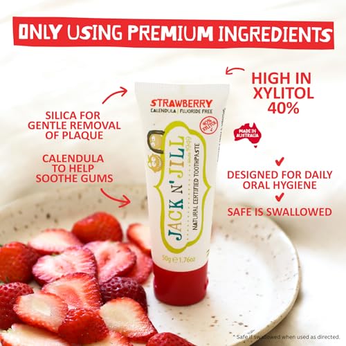 Kids Natural Fluoride-Free Toothpaste Pack of 6 - Gentle Oral Care for Sensitive Gums