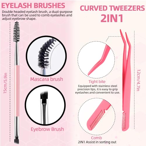 DIY Lash Extension Kit 772Pcs D Curl 4 styles Individual Lash with Bottom Lash Clusters Lash Bond and Seal,Quick Glue Remover Tweezers Eyelash Brush Mini Applicator (LASH003)