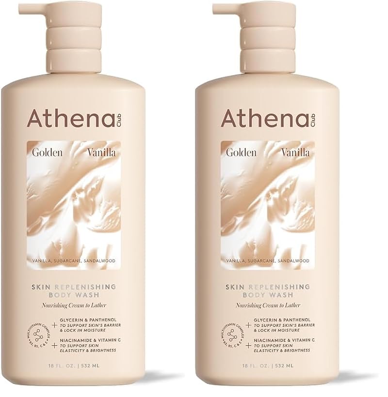 Athena Club Skin Replenishing Body Wash for Women, Golden Vanilla, 18 fl oz Pack of 2