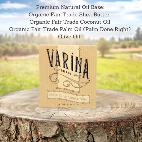 Patchouli Sandalwood Soap Bars - Handmade 3-Pack 4.5 Ounce Varina