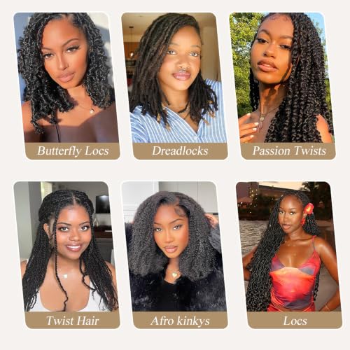 Spring Twist Hair Afro Kinkys Bulk Human Hair Bundles 16 Inch - Brown 4# - Natural Curl