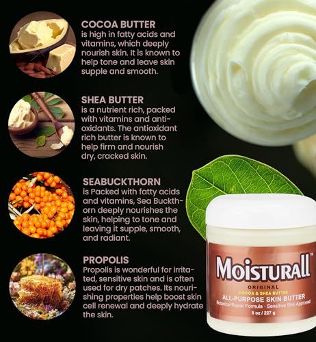 All-Purpose Body & Face Butter with Honey & Propolis - Rich Moisturizer for Dry Sensitive Skin - 8 Ounce